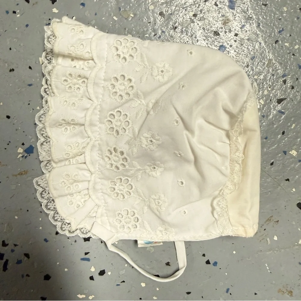 White Eyelet Baby Bonnet